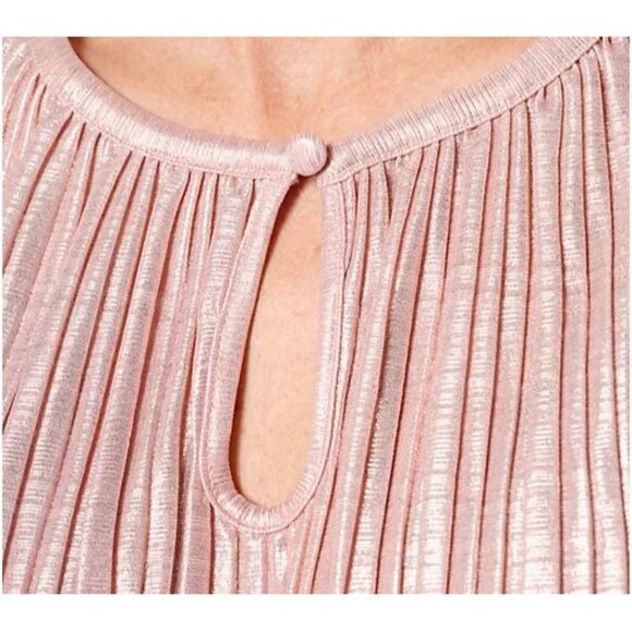 by Stacy London Petit Metallic Plisse Pleated Midi Dress Primrose Pet 1X A671331 - Picture 3 of 4